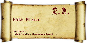 Ráth Miksa névjegykártya